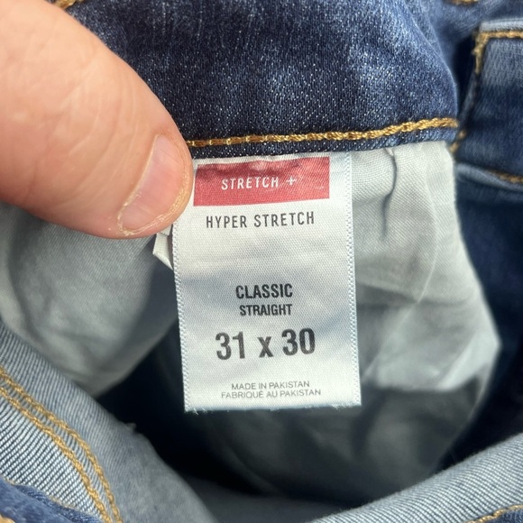 Express Classic Straight Hyper Stretch Jeans Mens 31/30 Blue Denim Pants 1820 - Picture 3 of 9